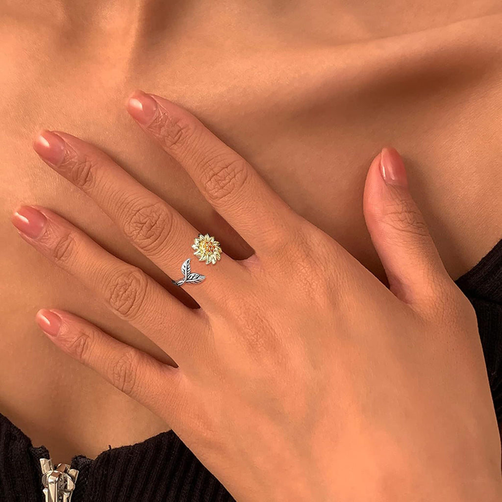 Set of 4 Fidget Rings for Women, Adjustable Spinner And Bead Rings