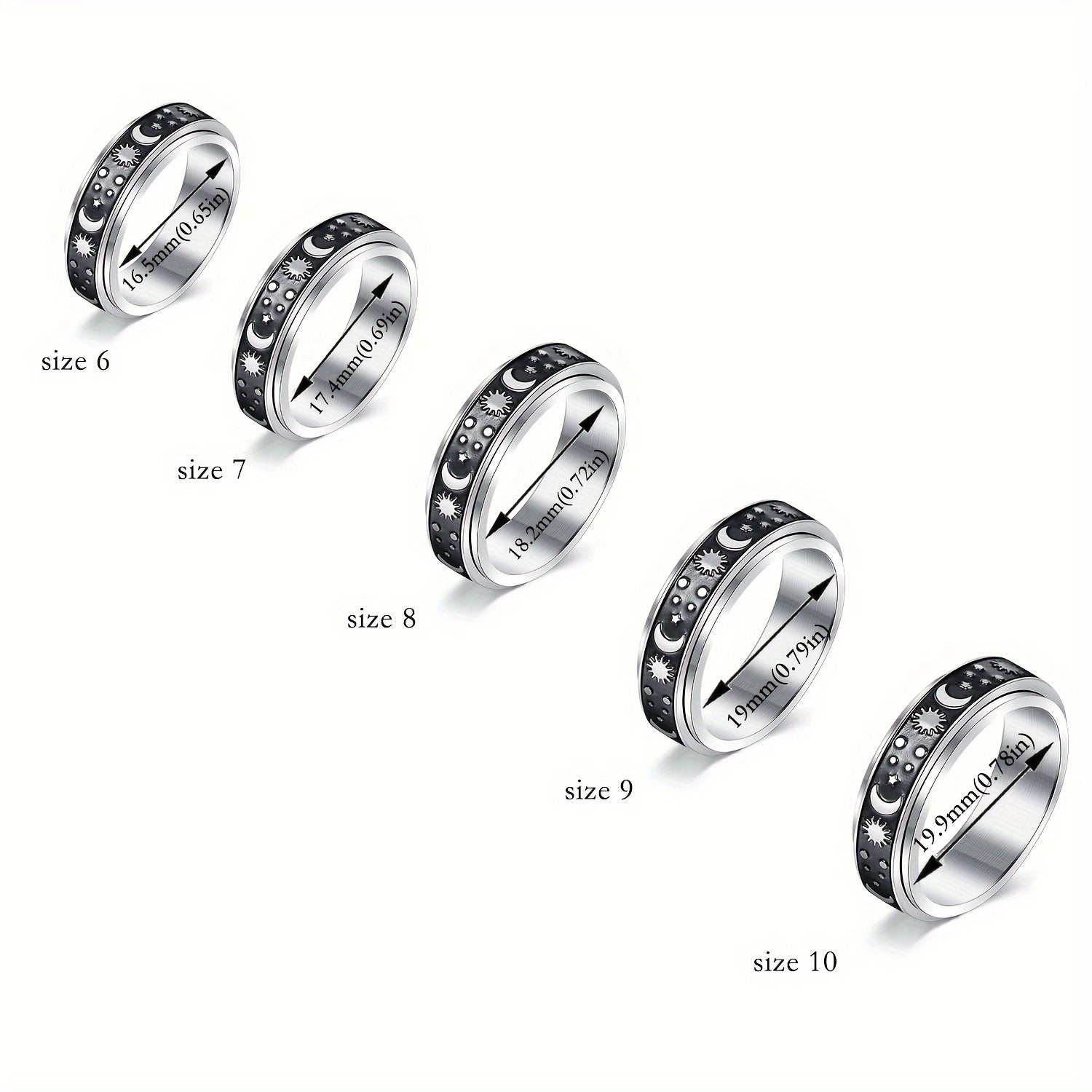 4pcs Stainless Steel Anxiety Ring for Women Fidget Anxiety Rings for Anxiety Rotatable Spinner Rings for Anxiety Stress Relieving Anxiety Rings Spinner Women Stress Roller Rings Anxiety Spinner Ring Size 6-10