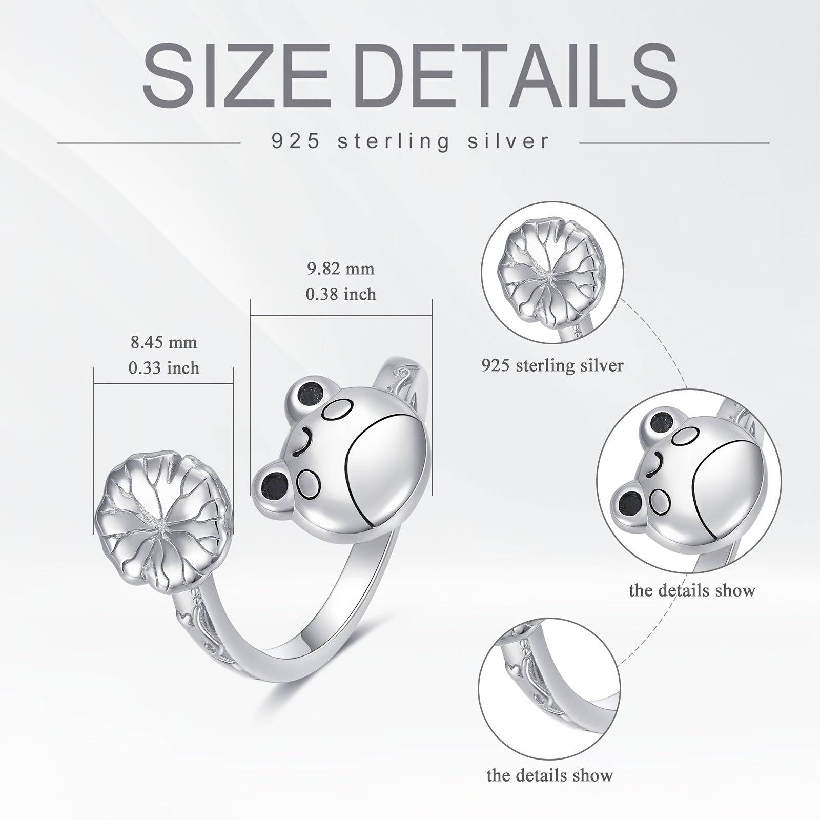 [Silver Anxiety Ring] Sterling Silver Animal Anxiety Ring - Silvery Frog Fidget Spinner Anti Stress Jewelry for Women