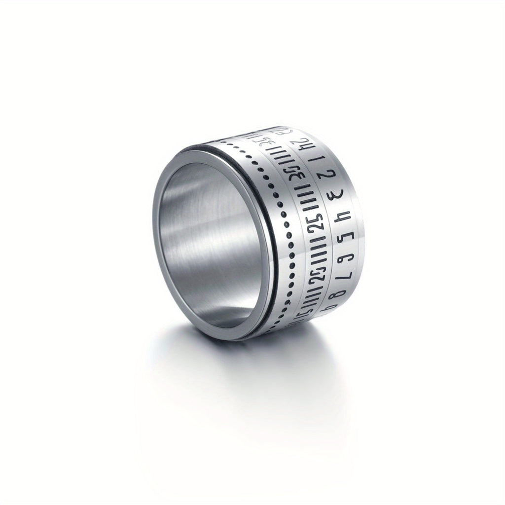 2025 New Style Rotatable Arabic Numeral Stainless Steel Ring for Trendy Men
