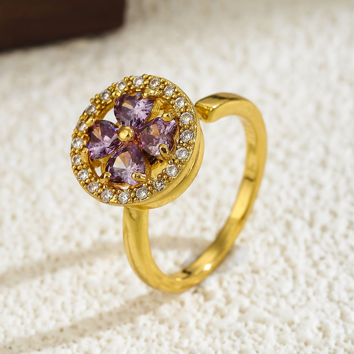 [Luxury Adjustable Ring] Luxury 1pc Stainless Steel Adjustable Ring | Rotatable Flower Design with Synthetic Cubic Zirconia, Sparkling Open Band Jewelry for Women | Perfect for Valentine's Day & Music Festivals
