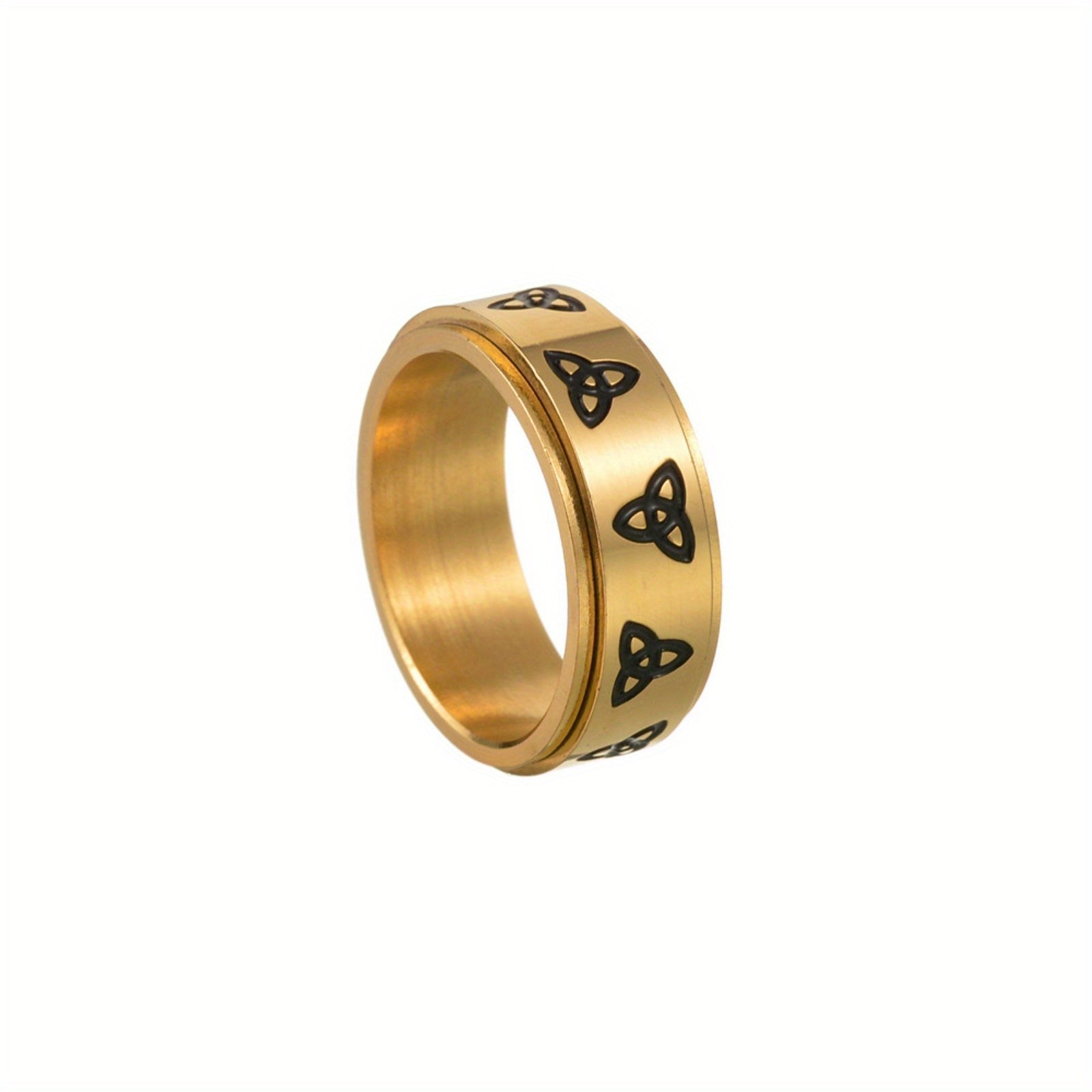 Men's New Triangle Knot Pattern Design Rotatable Stainless Steel Elegant Decompression Ring, Fidget Ring, Adjustable Ring, Minimalist Ring, Bohemian Style, Polished Finish, Highquality Metal, Decorative Ring, Fashion Ring, Jewelry Lovers, Gift for Him
