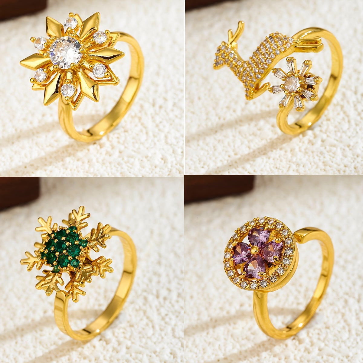 [Luxury Adjustable Ring] Luxury 1pc Stainless Steel Adjustable Ring | Rotatable Flower Design with Synthetic Cubic Zirconia, Sparkling Open Band Jewelry for Women | Perfect for Valentine's Day & Music Festivals