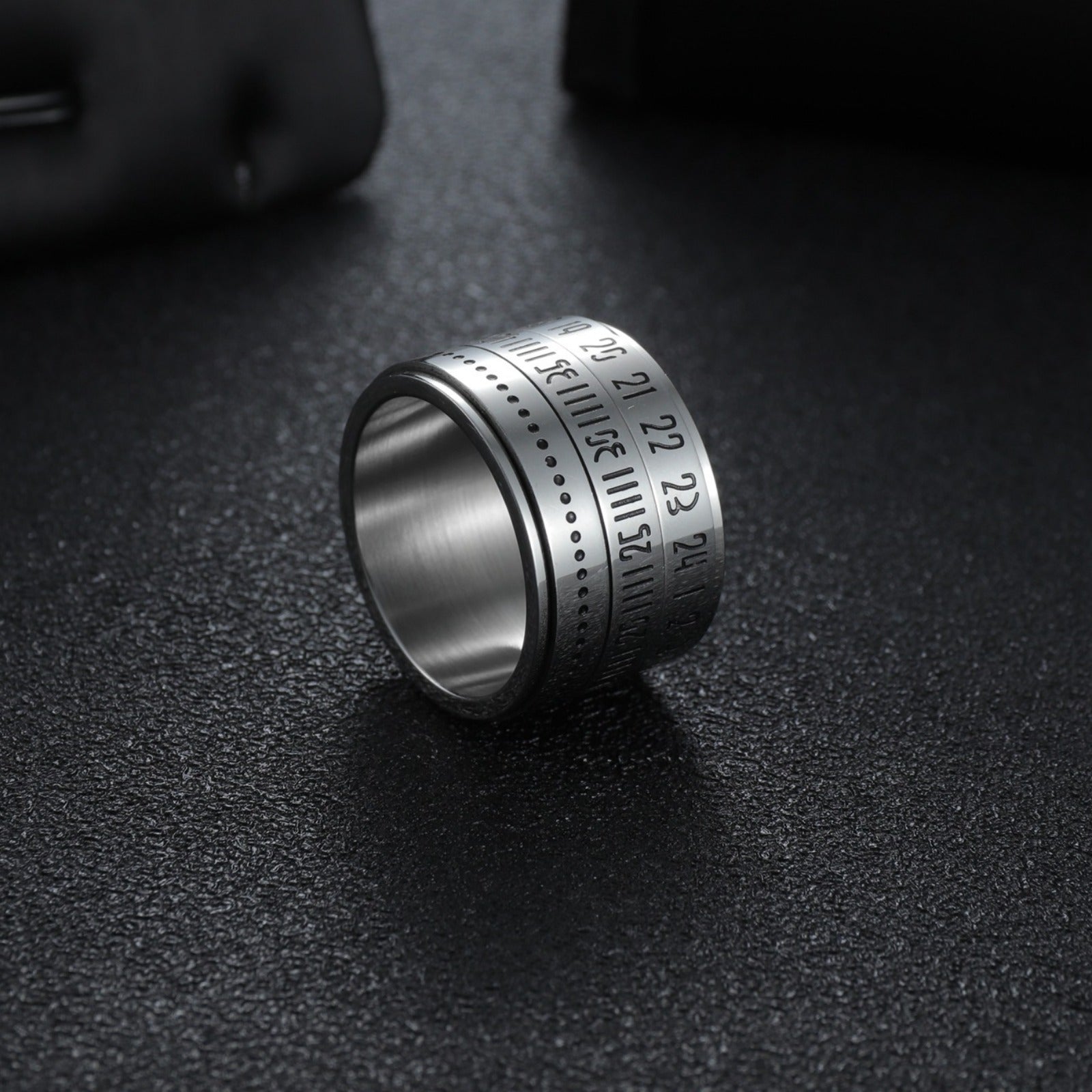 2025 New Style Rotatable Arabic Numeral Stainless Steel Ring for Trendy Men