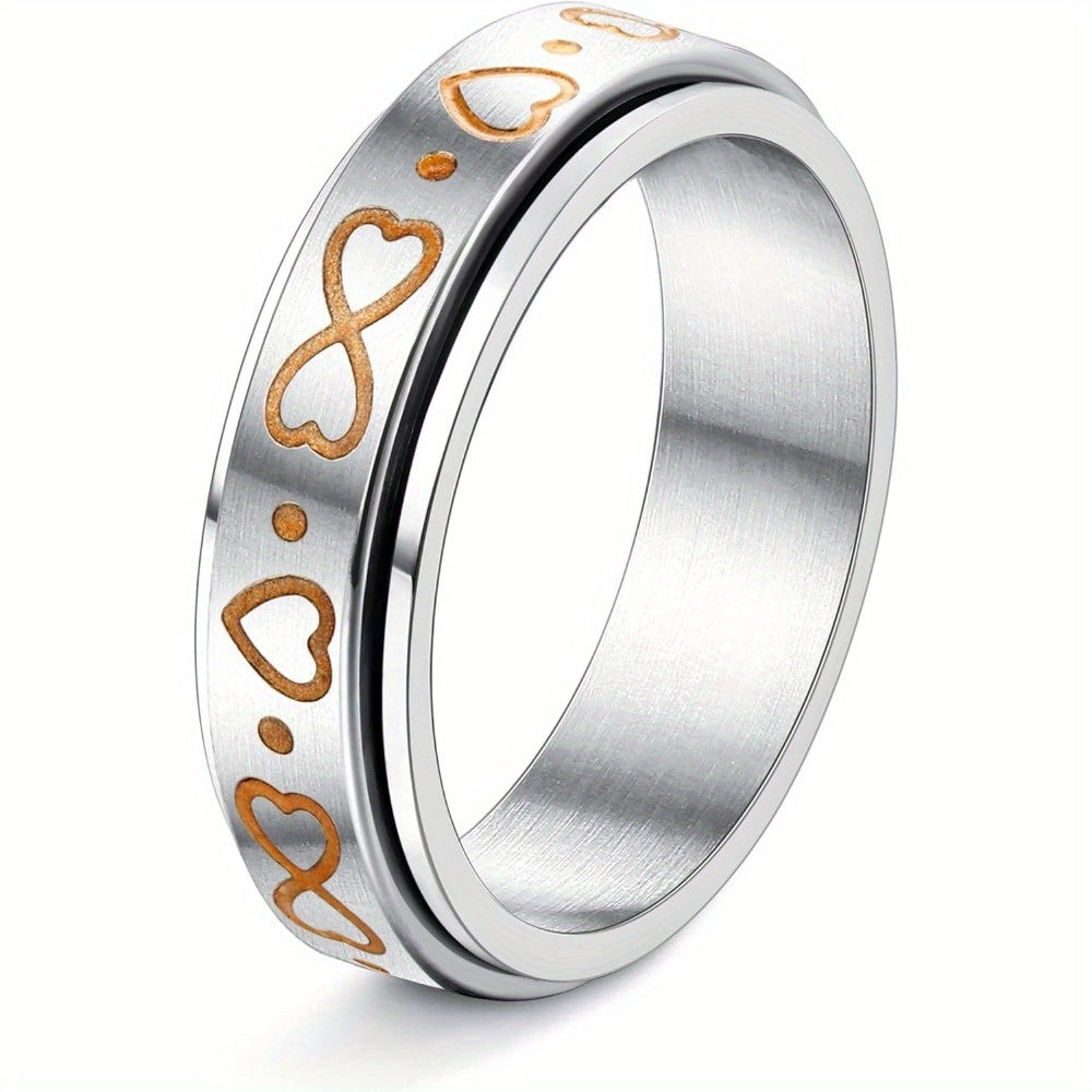 1pc 304 Stainless Steel Spinner Ring Fidget Band Rings for Men Women Moon Star Flower Heart Infinity Ring Set for Stress Relieving Wedding Promise